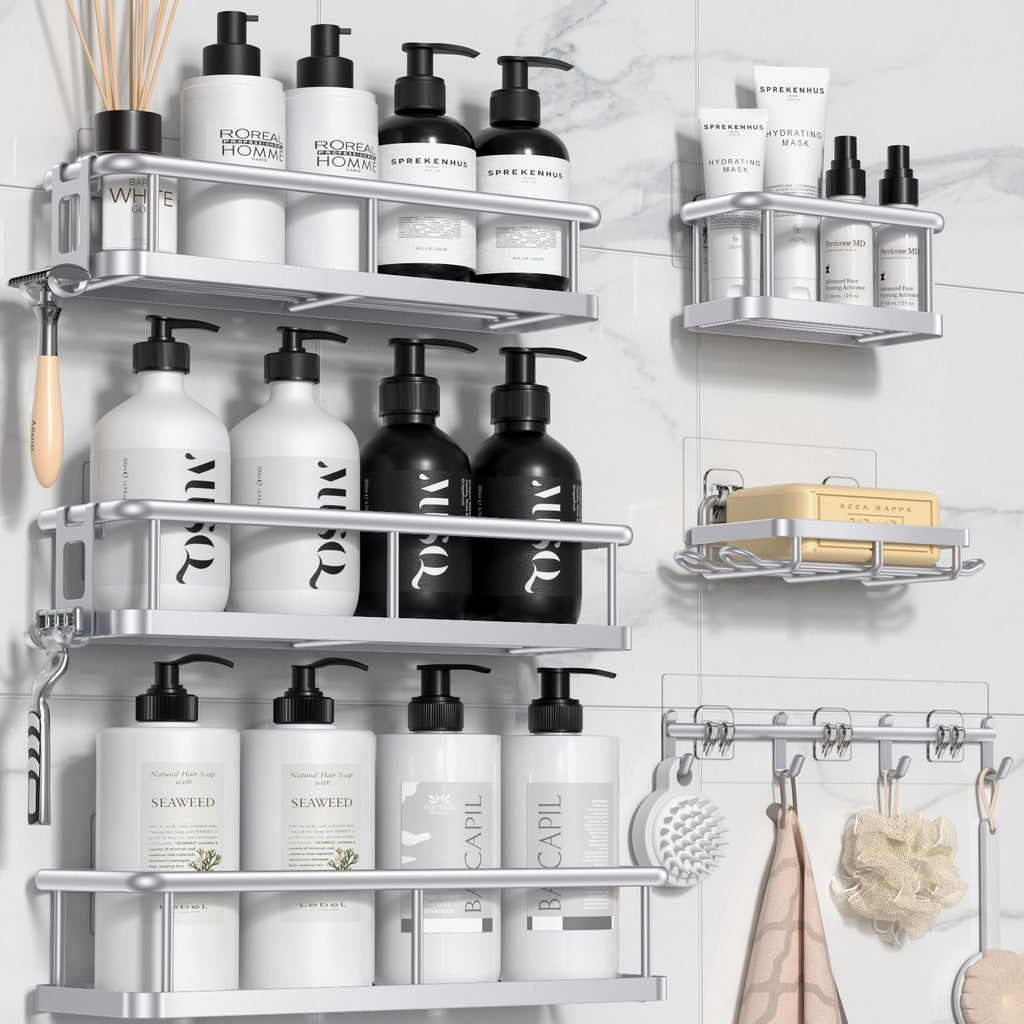 YASONIC Shower Caddy Adhesive, Rustproof Shower Shelves for Inside Shower