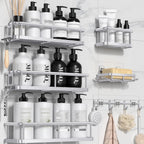 YASONIC Shower Caddy Adhesive, Rustproof Shower Shelves for Inside Shower