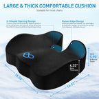 BlissTrends Memory Foam Seat Cushion for Office Chair & Car Seat, Black
