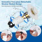 Hibbent Upgraded 3 in 1 Bathroom Sink Drain Strainer, Pop Up Stopper