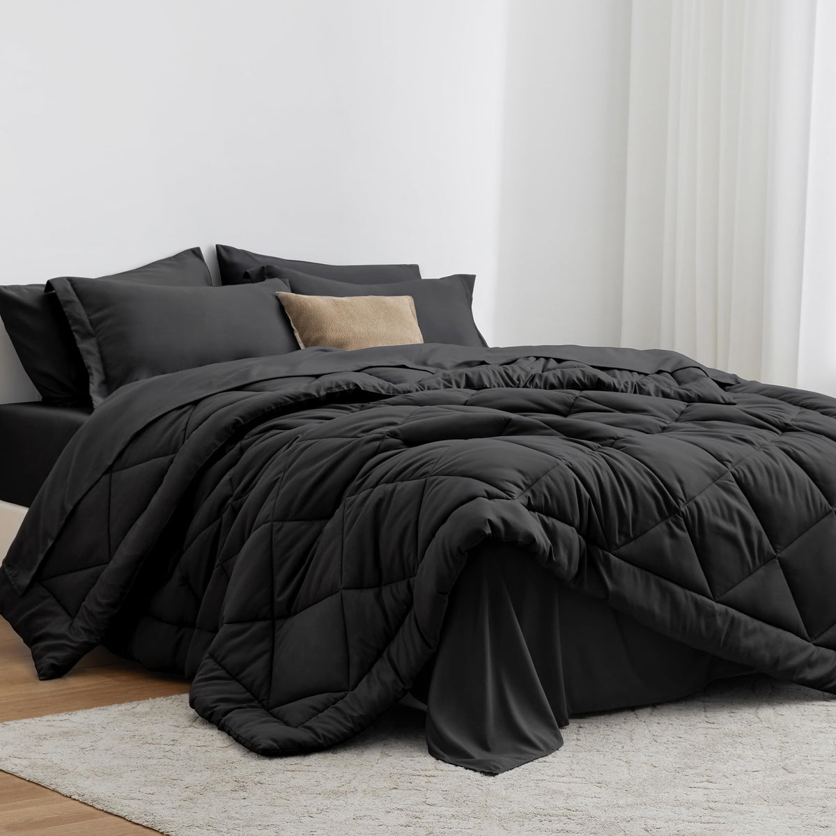 Love's cabin Twin Comforter Set, 5 Pieces Bed in a Bag, Aqua