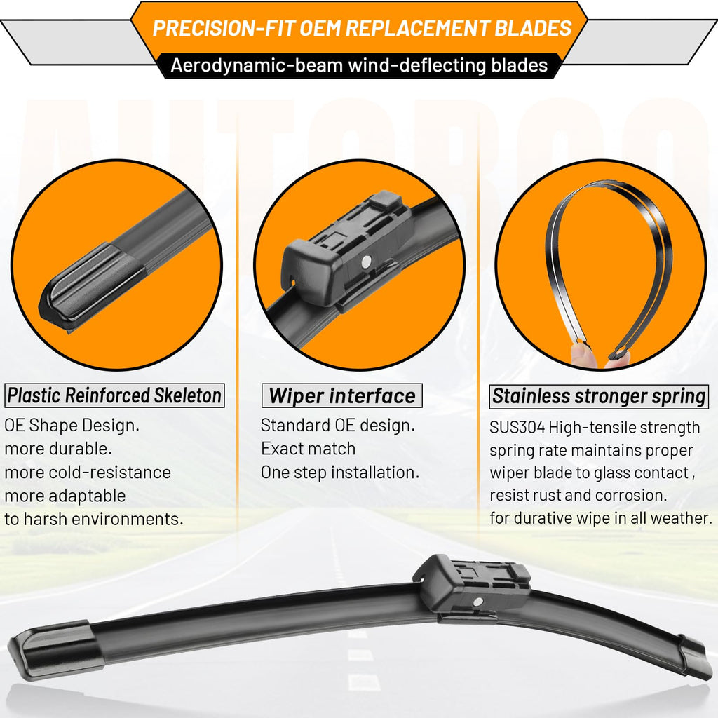 AUTOBOO Windshield Wiper Blade Replacement for Toyota RAV4 Mazda 5