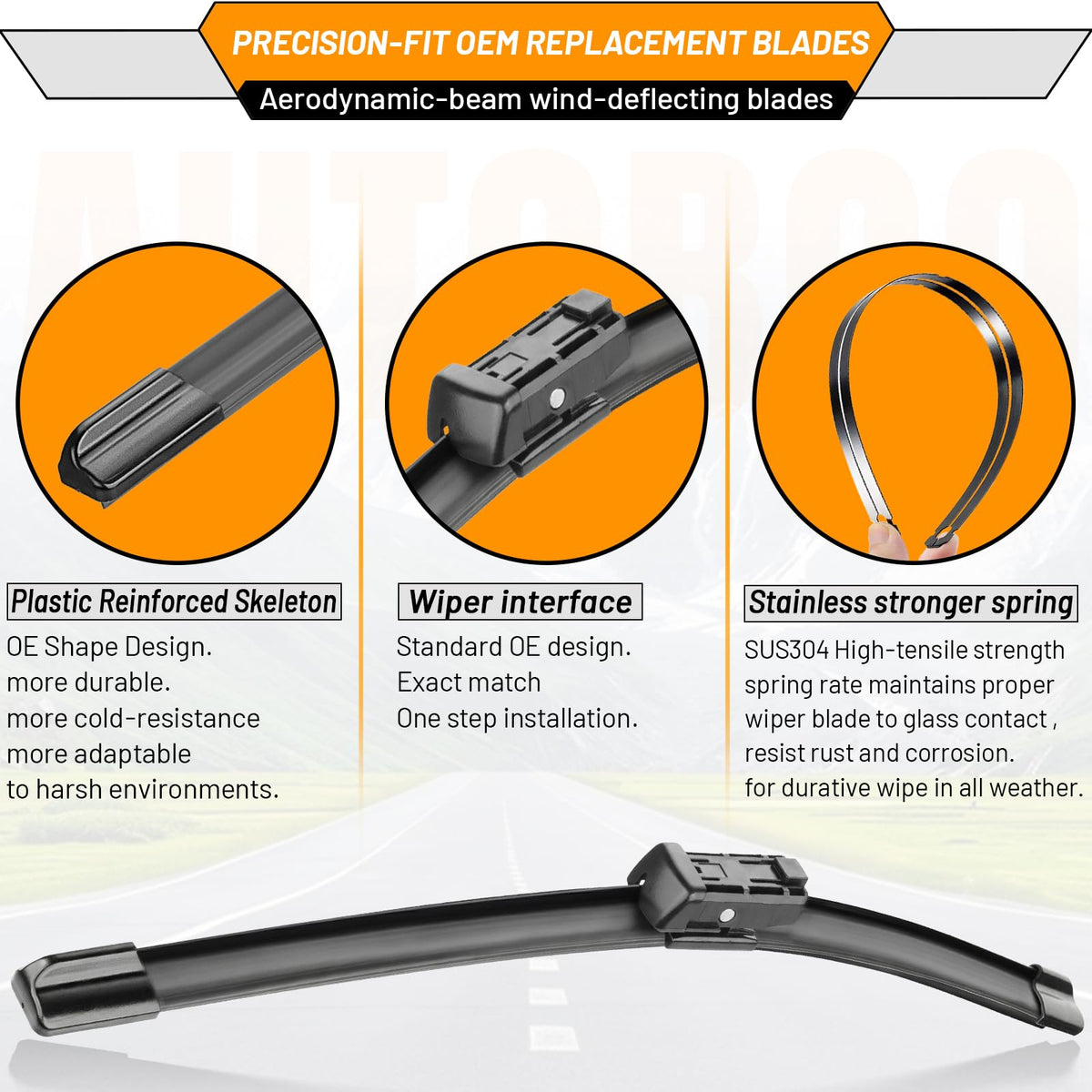 AUTOBOO Windshield Wiper Blade Replacement for Toyota RAV4 Mazda 5