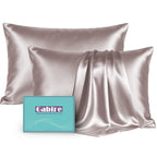 Gabire Mulberry Silk Pillowcases Set of 2, Both Sides Real Silk Pillowcase for Hair and Skin Prevent Acne Pillowcase Organic Silk Pillow case 2 Pack with Hidden Zipper, Navy Blue, Standard (20"×26")