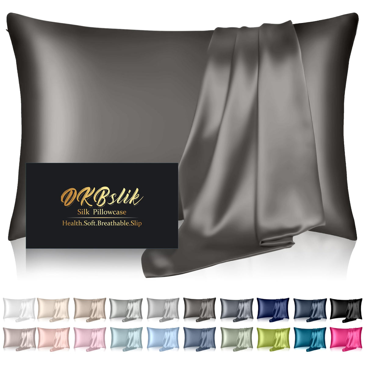 DKBslik Mulberry Silk Pillow Cases Queen Size with Zipper, Olive Green