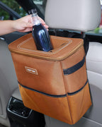 HOTOR Car Trash Can, Leakproof Car Organizer, 2-Gallon, Brown
