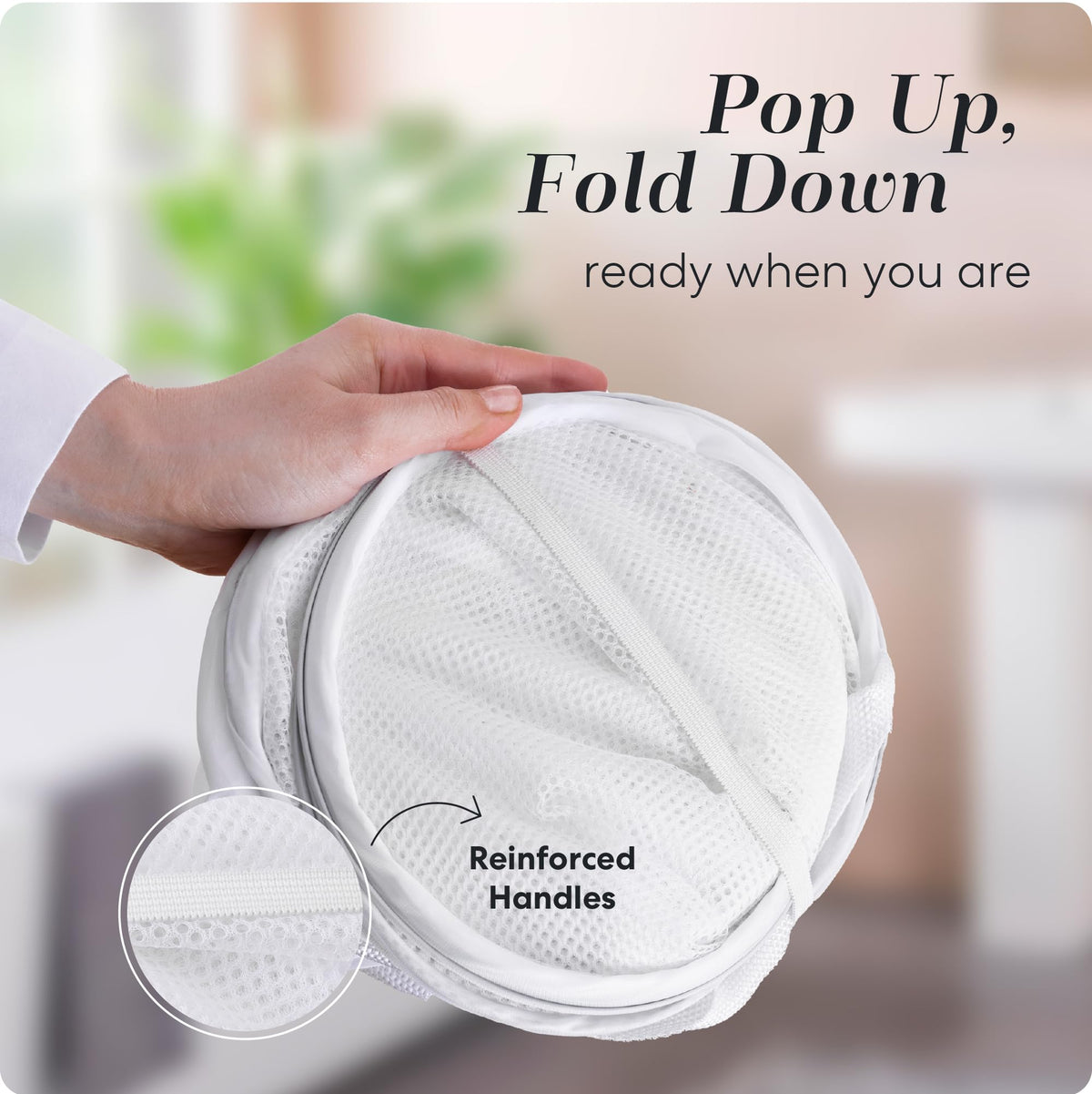 Handy Laundry Collapsible Mesh Pop-Up Hamper with Side Pocket