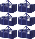 6 Pack Extra Heavy Duty Large Moving Bags with Strong Zipper, Dark Blue