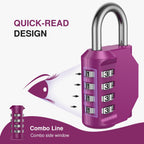 Puroma 2 Pack Combination Lock Locker 4 Digits Combo Padlock Gym Black