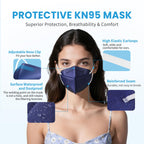 akgk KN95 Face Mask 50 PCS, Breathable Protection Masks, 5-Ply KN95 Black Masks, Cup Dust Safety Masks