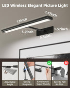 EZVALO Picture Light for Wall, 13'' Rechargeable Magnetic with Remote
