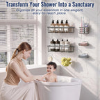 8 Pack Adhesive Bathroom Holders & Dispensers for Kids & Adults, Black