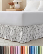 CGK Wrap Around Dust Ruffle Bed Skirt - Full Size, 14" Inch, Light Grey