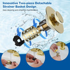 Hibbent Upgraded 3 in 1 Bathroom Sink Drain Strainer, Pop Up Stopper