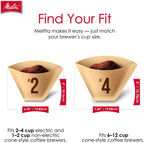 Melitta #4 Unbleached Coffee Filters, Natural Brown Cone Filters, 3-Pack