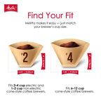Melitta #4 Unbleached Coffee Filters, Natural Brown Cone Filters, 3-Pack