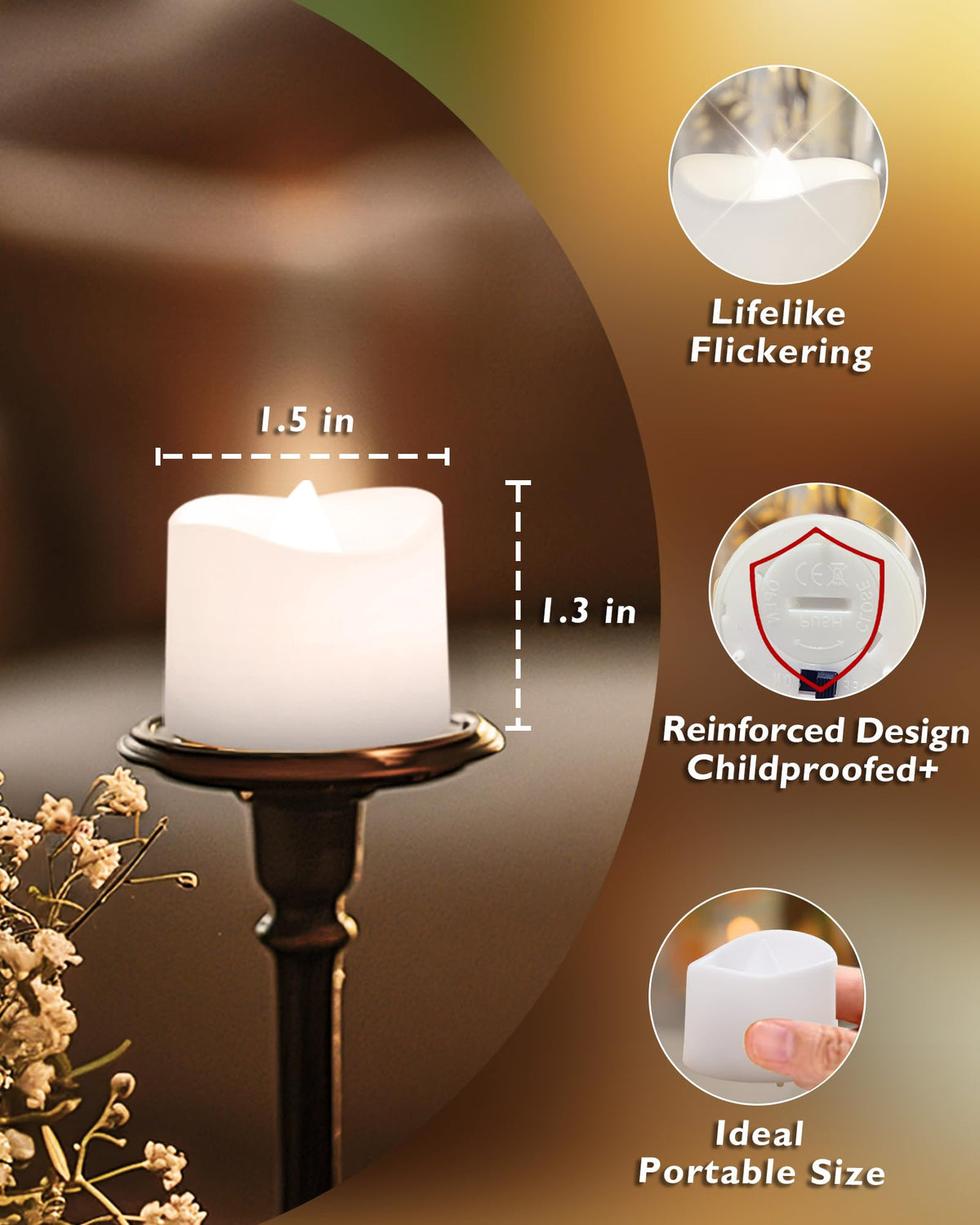 Homemory 12-Pack Battery Tea Lights with Timer Built in, Auto-On 6H Daily
