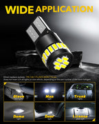 AUXITO 194 LED Bulbs for License Plate Light 168 175 2825 W5W T10 24-SMD 3014 Chipsets 6000K White for Car Dome Door Map Dash Courtesy Cargo License Plate Lights, Pack of 2