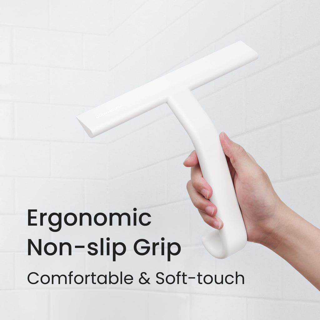 dancemoon JustHang Shower Squeegee with Built-in Hook, 10-Inch Black