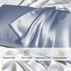Gabire Mulberry Silk Pillowcases Set of 2, Both Sides Real Silk Pillowcase for Hair and Skin Prevent Acne Pillowcase Organic Silk Pillow case 2 Pack with Hidden Zipper, Navy Blue, Standard (20"×26")