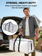 HOMESURE Supports 200lbs Heavy Duty Moving Bags - Strong Zipper & Wrap-Around Handles - Water-Resistant Storage Totes, Durable Alternative to Moving Boxes - 4 Pack - Semi-Transparent