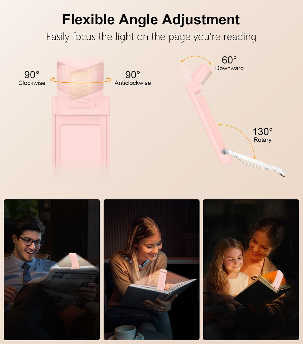 Gritin Book Light Rechargeable, Clip on LED Reading Light for Books in Bed