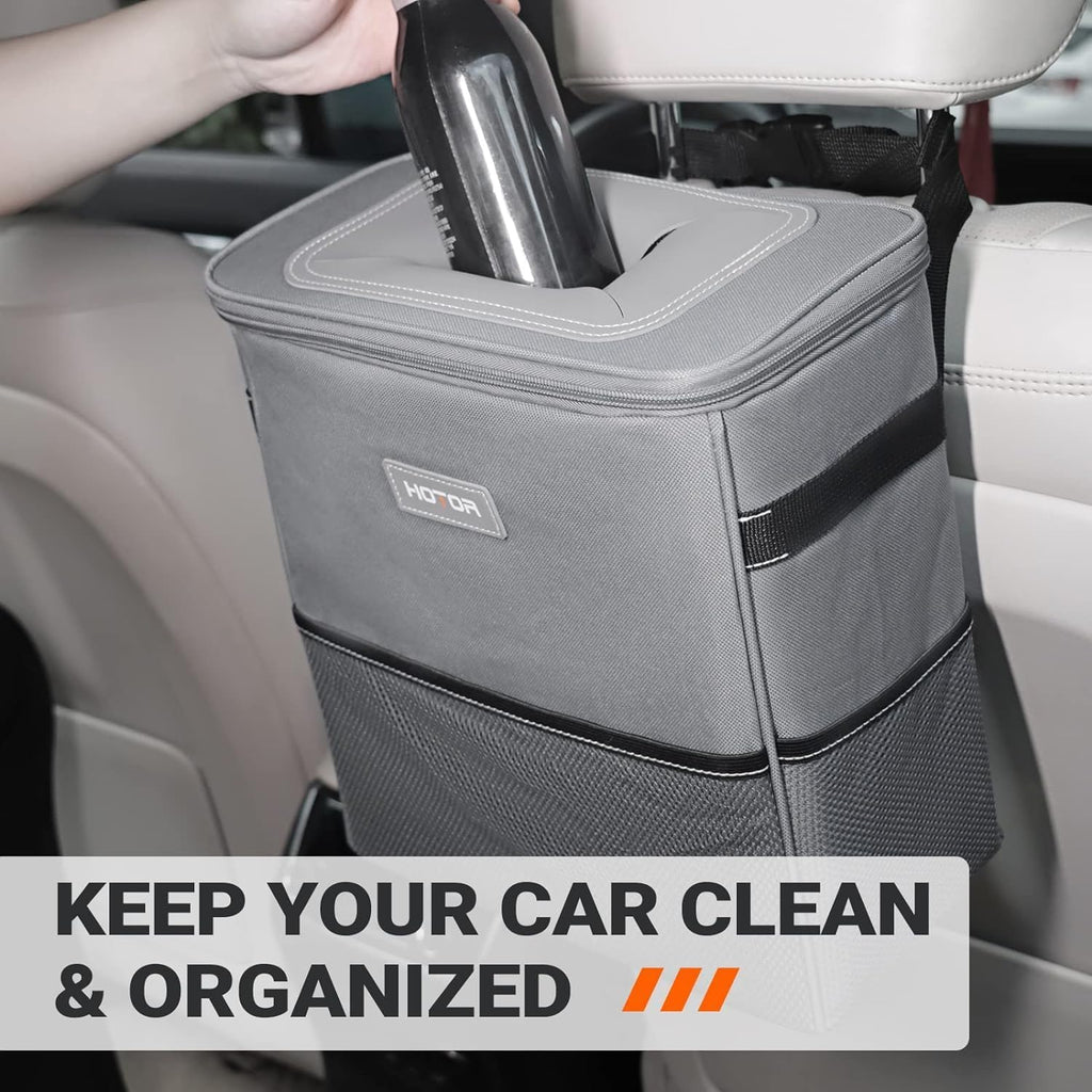 HOTOR Car Trash Can, Leakproof Car Organizer, 2-Gallon, Brown