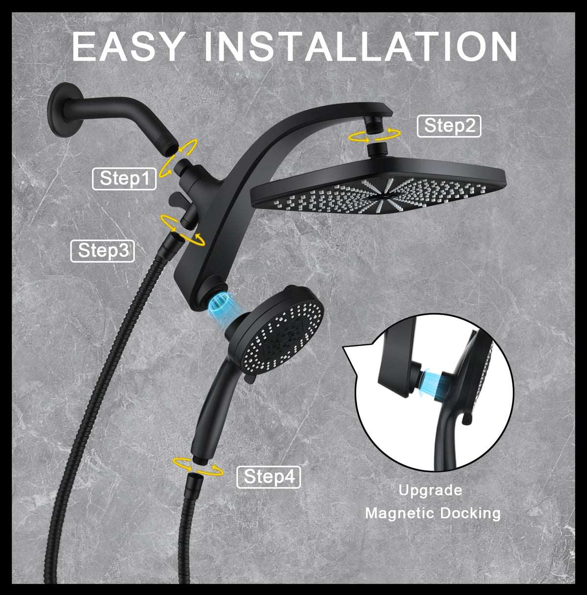 Rain Shower Head with Handheld Showerhead, Chrome 1.8GPM 460311