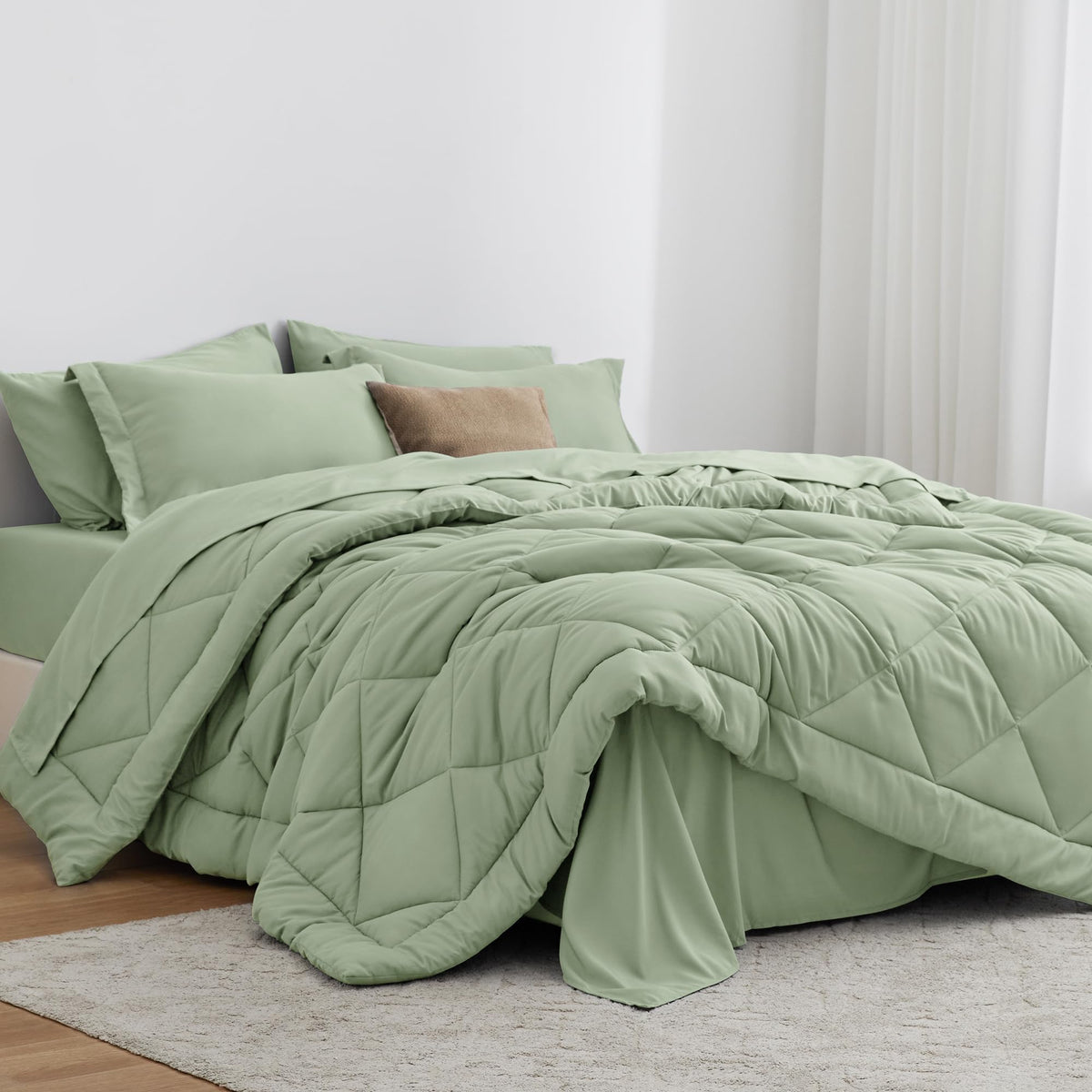 Love's cabin Twin Comforter Set, 5 Pieces Bed in a Bag, Aqua