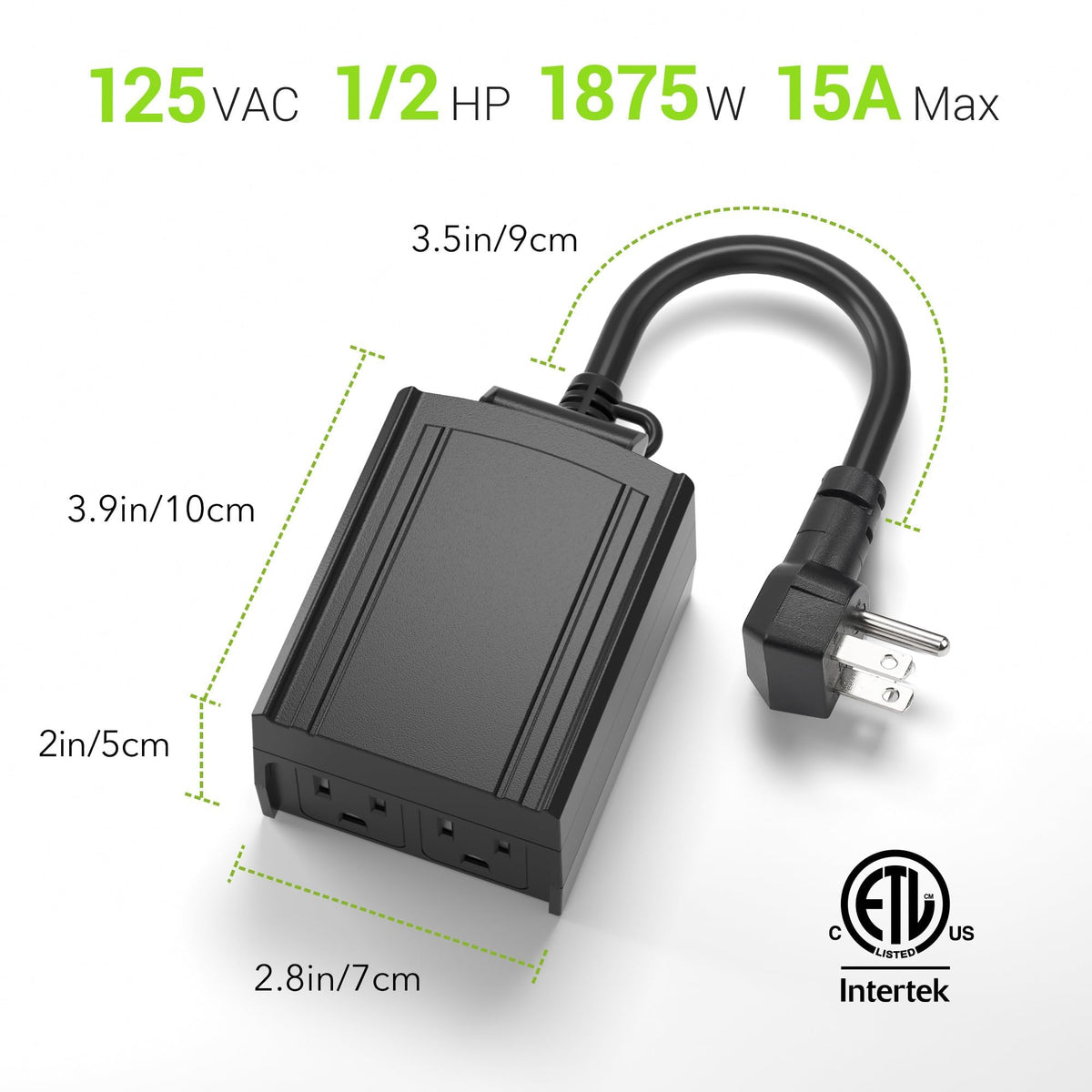 BN-LINK Outdoor 24-Hour Mechanical Timer Outlet, 2 Grounded Outlets