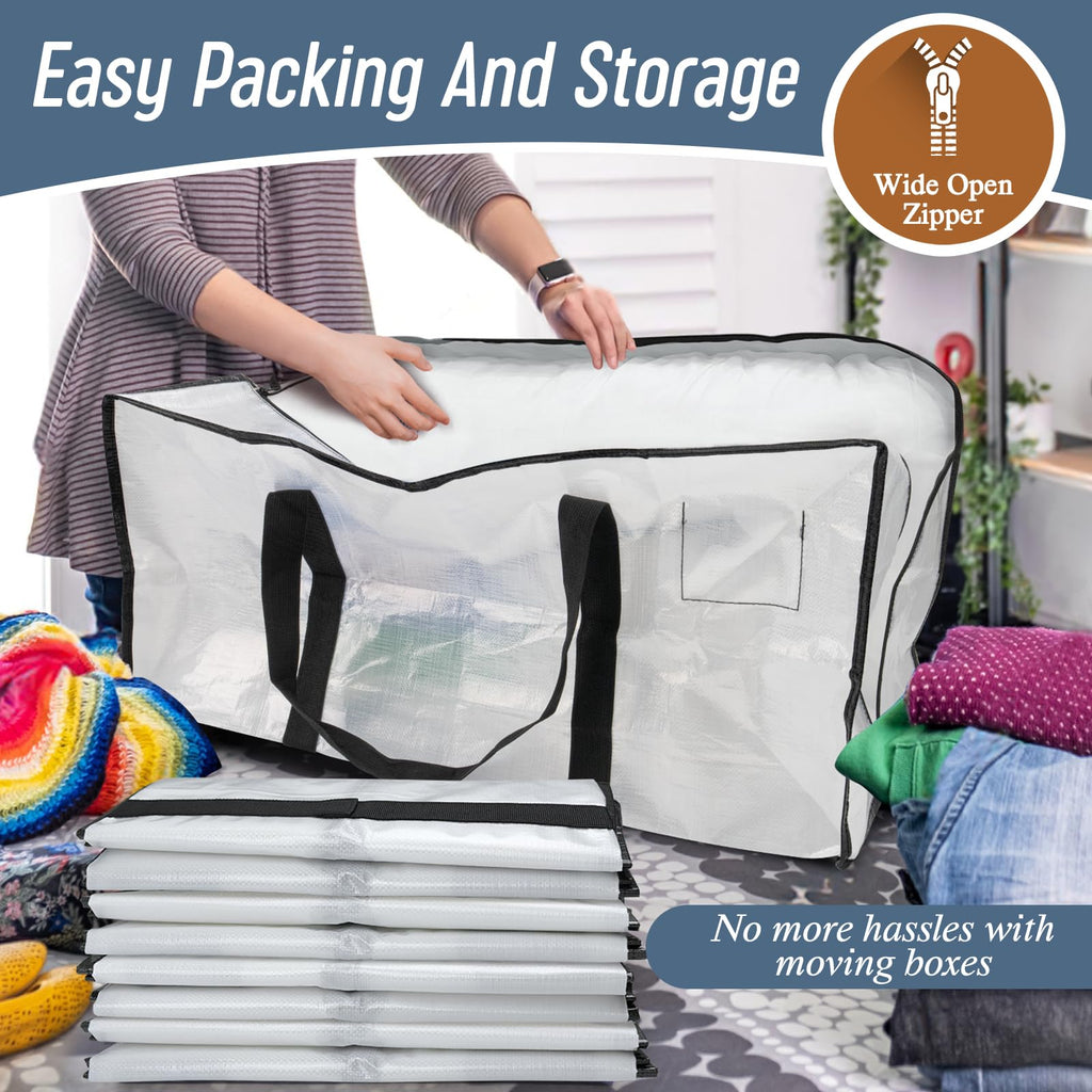 6 Pack Extra Heavy Duty Large Moving Bags with Strong Zipper, Dark Blue