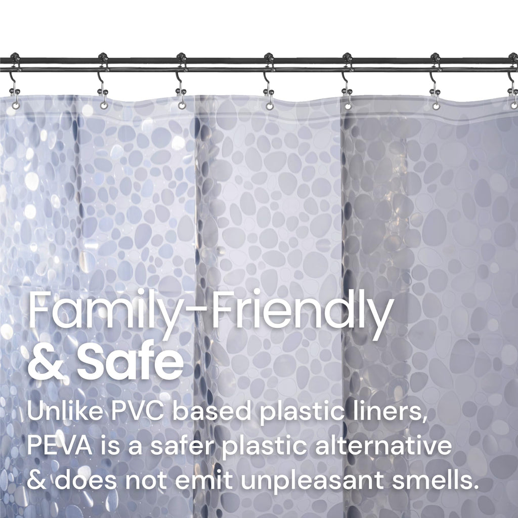 LiBa Shower Curtain PEVA 8G, 72x72 Inch Waterproof Clear