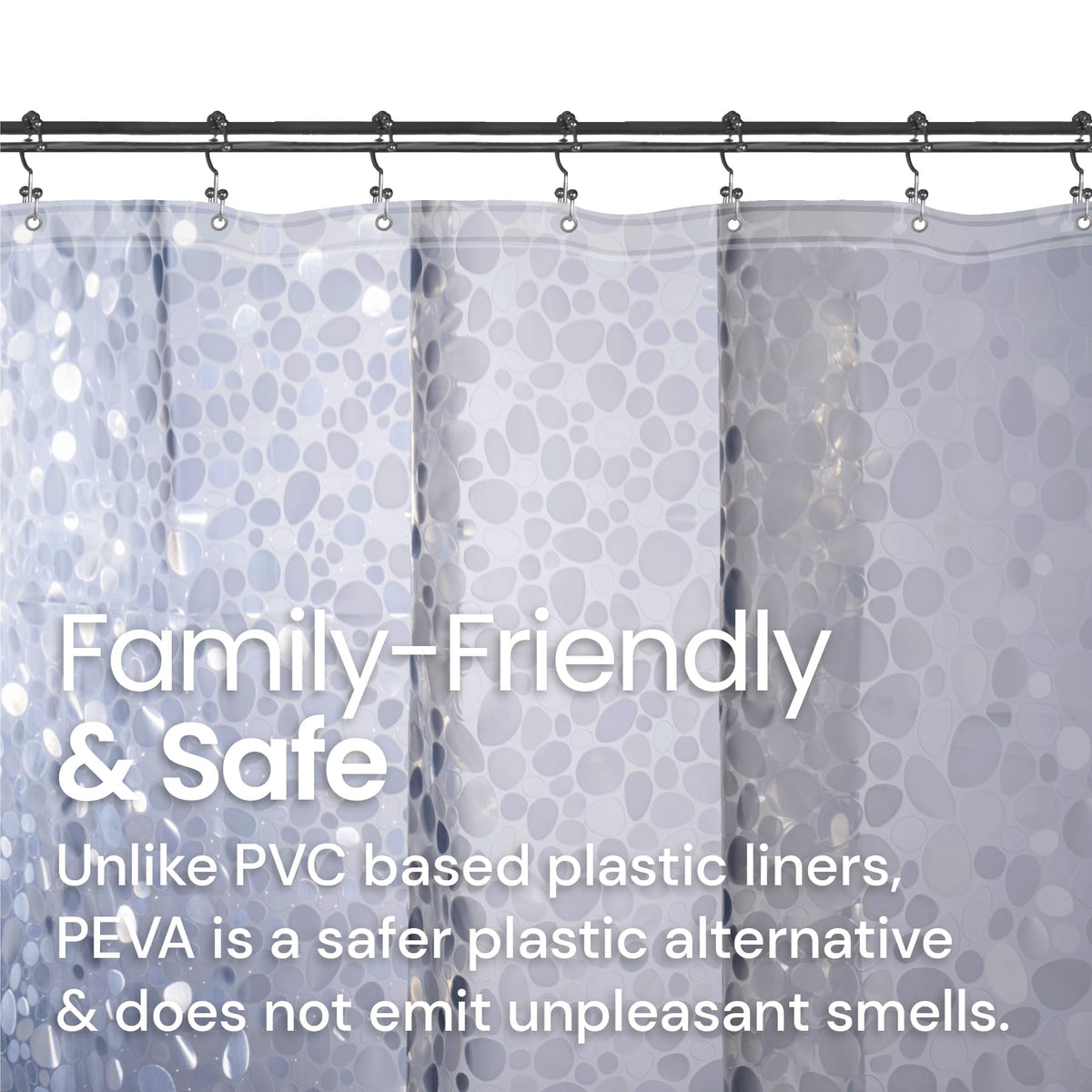 LiBa Shower Curtain PEVA 8G, 72x72 Inch Waterproof Clear