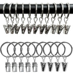 40 Pack Metal Curtain Rings with Clips, 1.5 in ID, Gold