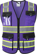 JKSafety Safety Vest for Men Women Hi Vis Reflective Vest JK220 PurpleB S