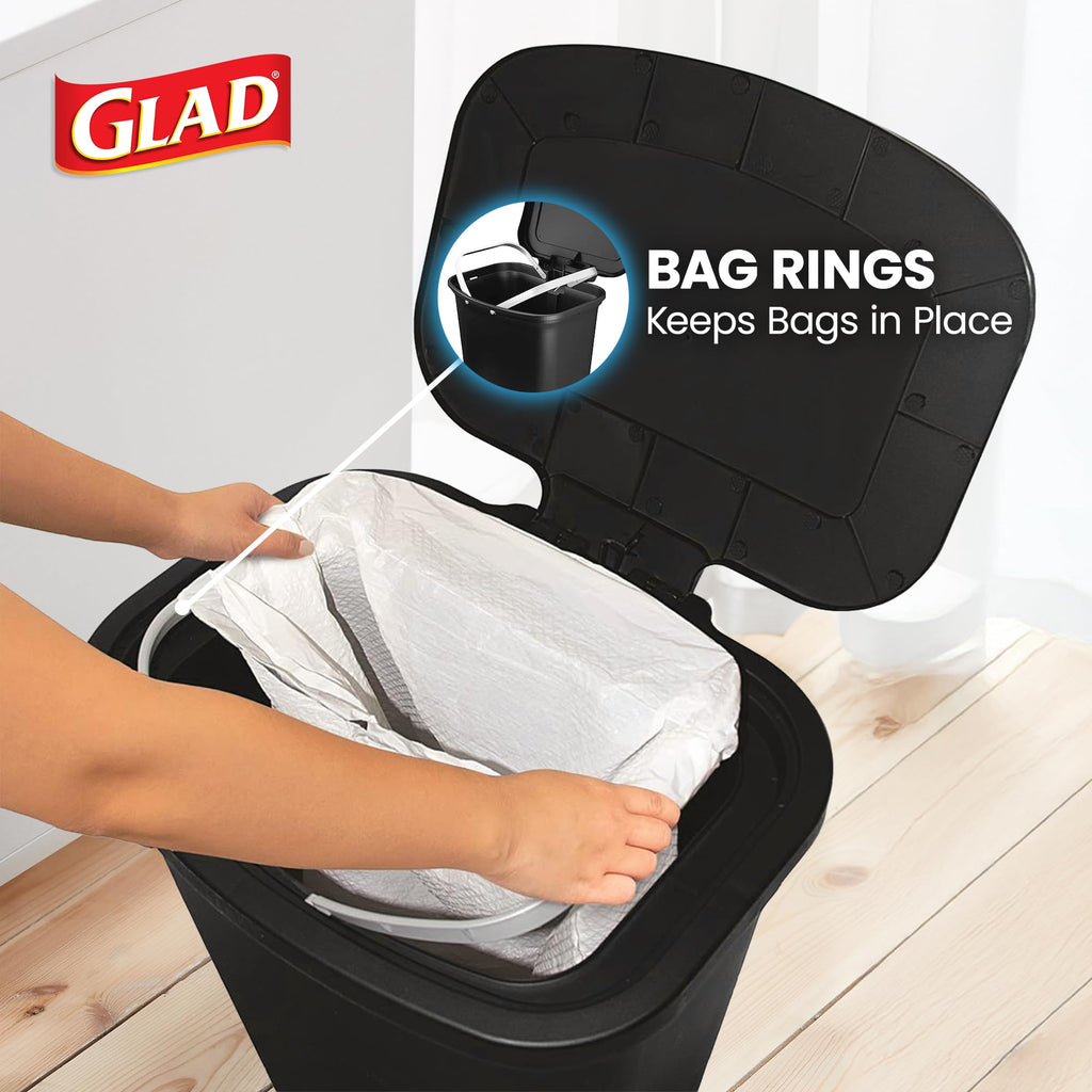 Glad Trash Can with Clorox Odor Protection | Plastic Bin, 13 Gal, Black