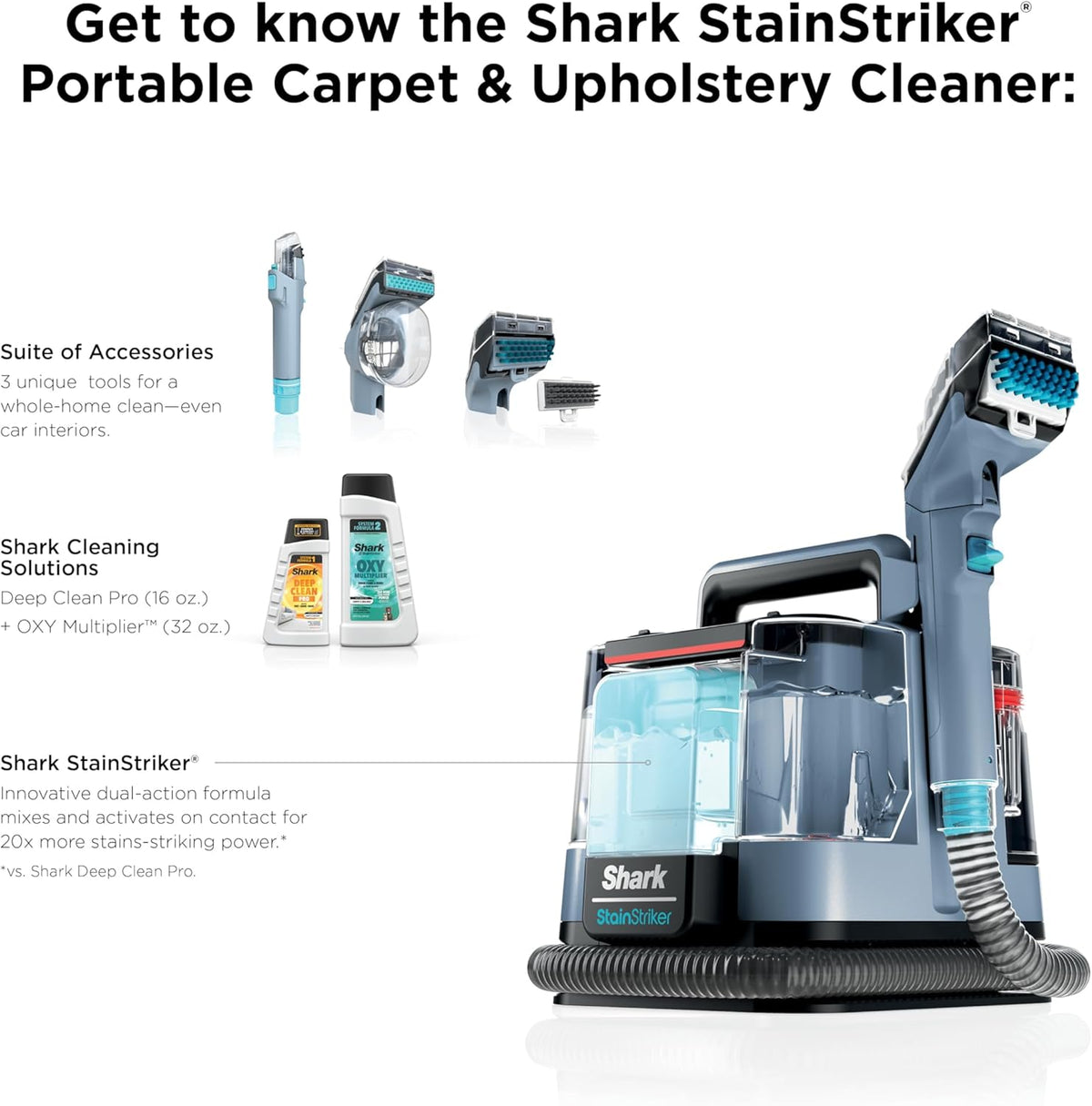 Shark StainStriker Portable Carpet/Upholstery Cleaner, 4 Tools, PX202BRN