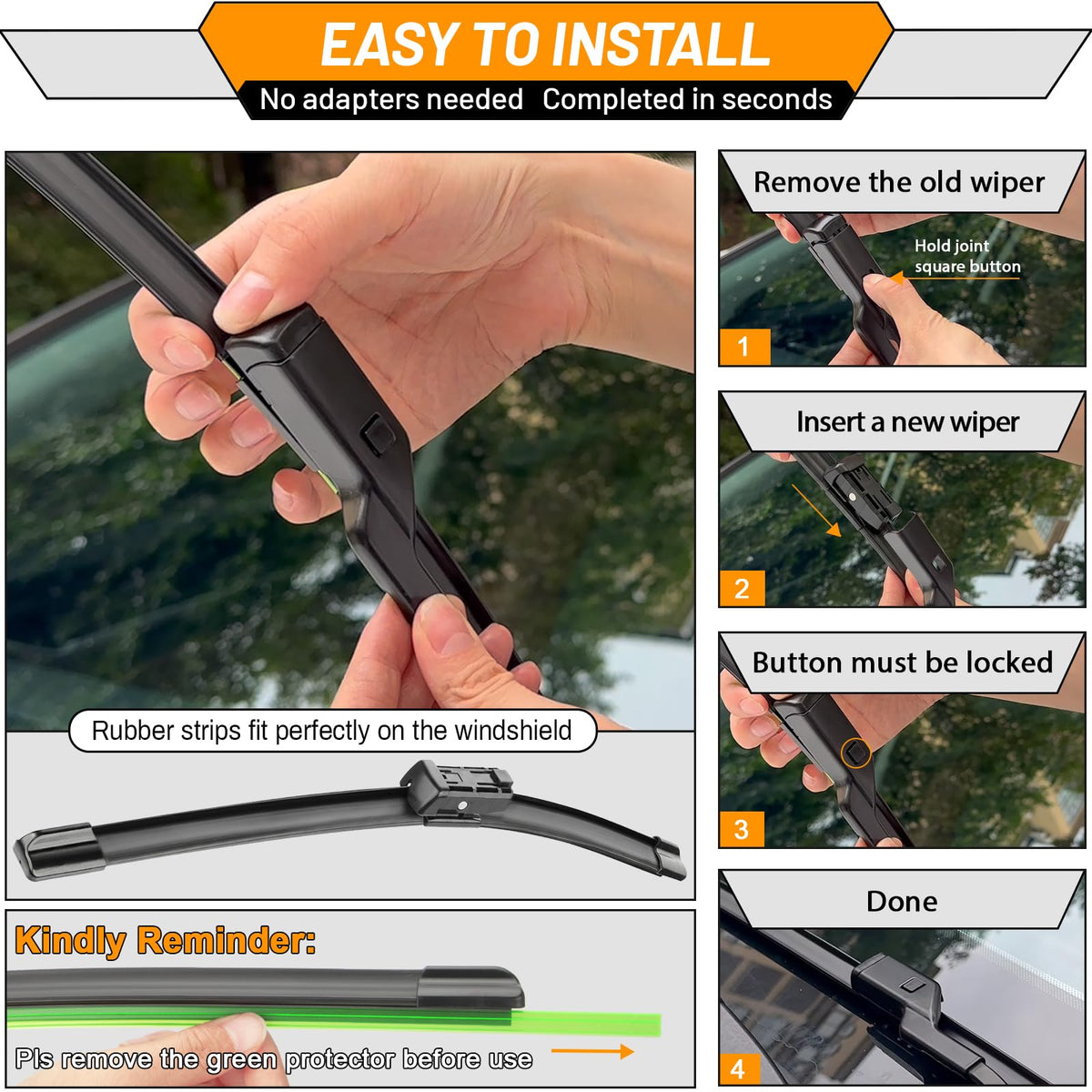 AUTOBOO Windshield Wiper Blade Replacement for Toyota RAV4 Mazda 5