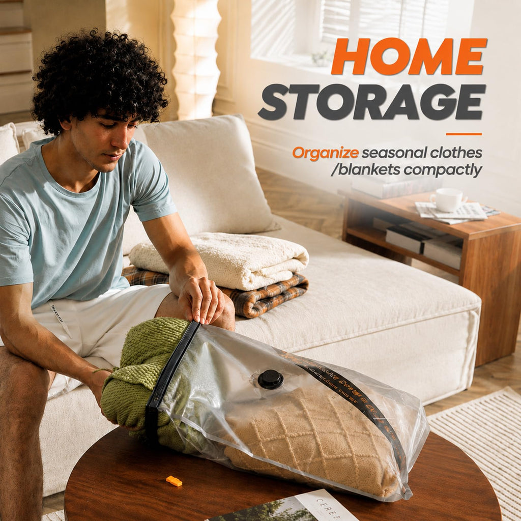 Vacbird Rechargeable Wireless Vacuum Pump + 10 Storage Bags – Compact Space Saver for Travel & Home, Perfect for Clothes, Blankets, Seasonal Organization