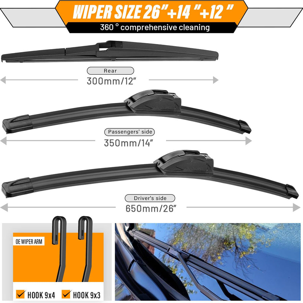 AUTOBOO Windshield Wiper Blade Replacement for Toyota RAV4 Mazda 5