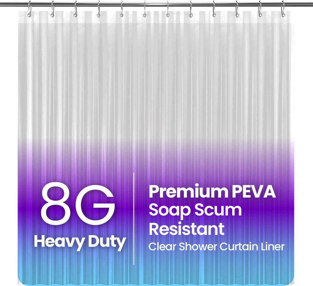 LiBa Shower Curtain PEVA 8G, 72x72 Inch Waterproof Clear