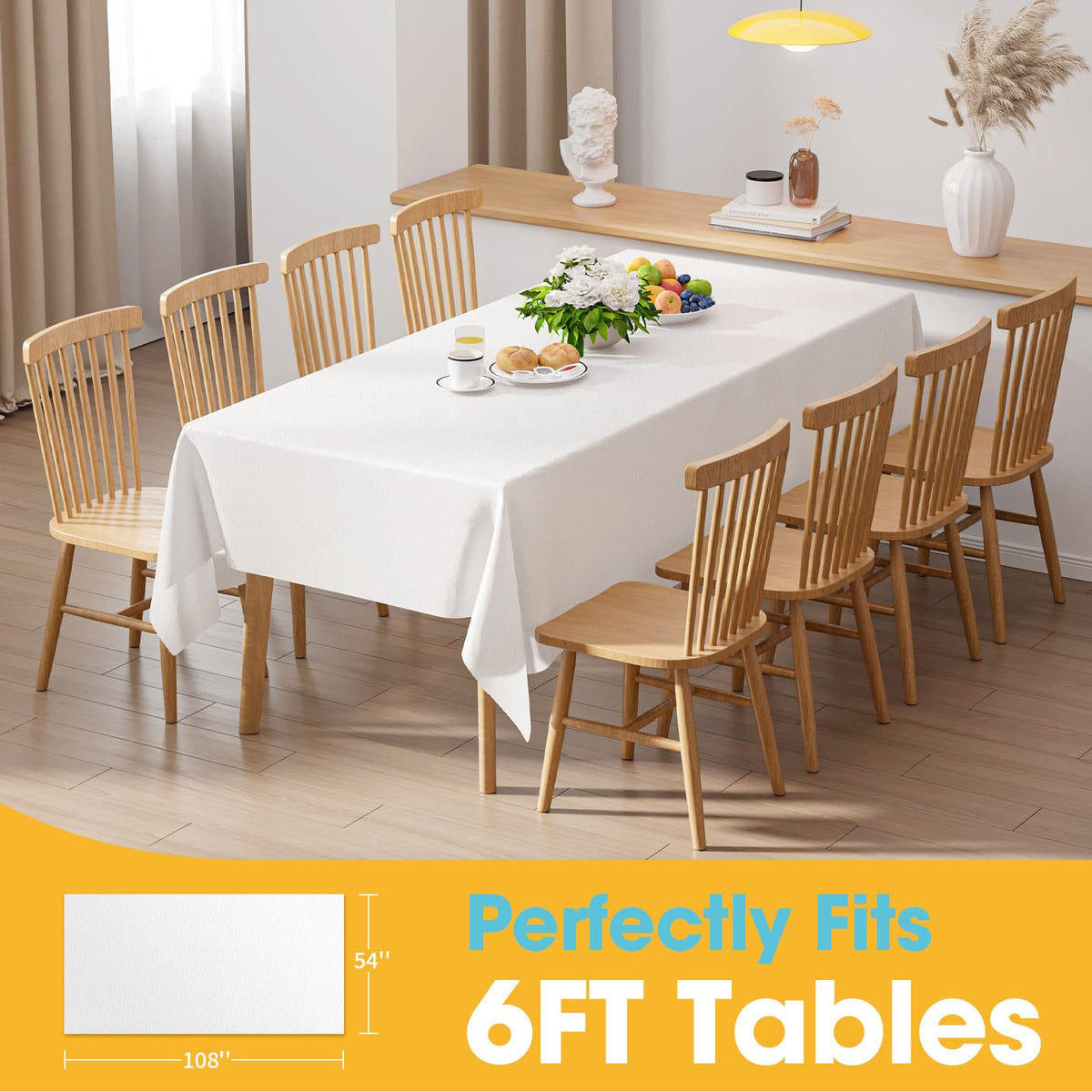 Niuara American Flag Plastic Table Cloth Disposable, 4 Pack, 54 x 108 in