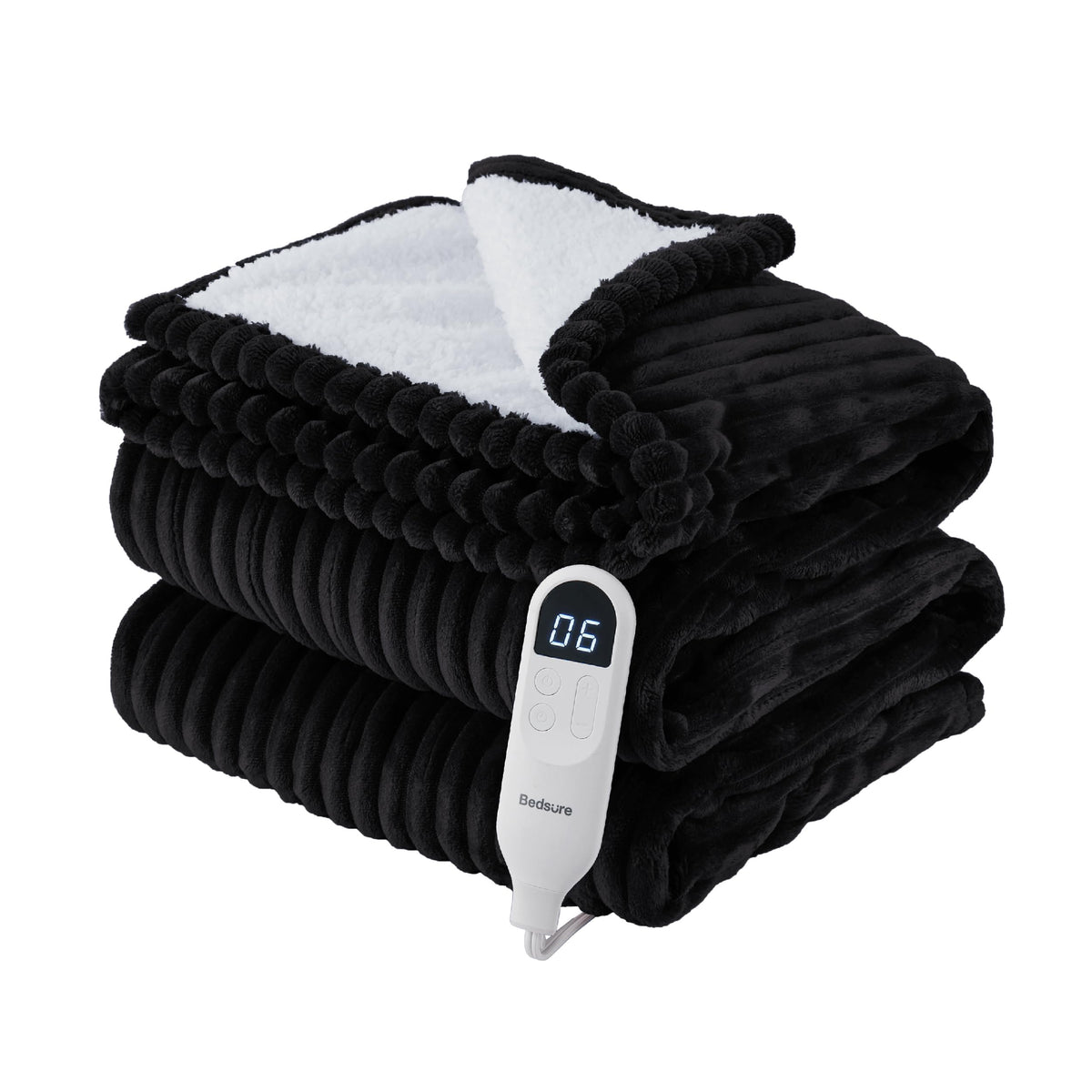 Bedsure Cloud Bubble Grey Heated Blanket Throw, Soft Cozy Electric Blanket