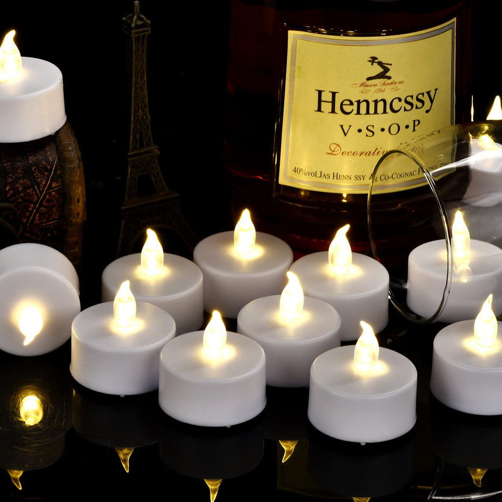 Battery Operated LED Tea Lights Flameless Flickering Candles 12PACK