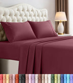 Queen Sheet Set, 4 Pieces 16" Deep Pocket Hotel Luxury Sheets, Heather Sage