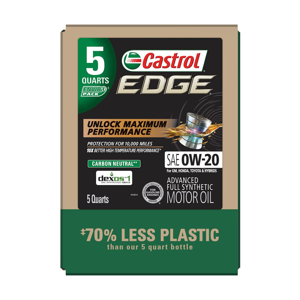 Castrol EDGE 0W-20 Advanced Full Synthetic Motor Oil, 5 Quarts