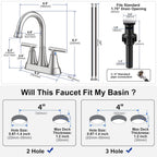 Matte Black Bathroom Faucet, Hurran 4 inch Centerset 2-Handle Lead-Free