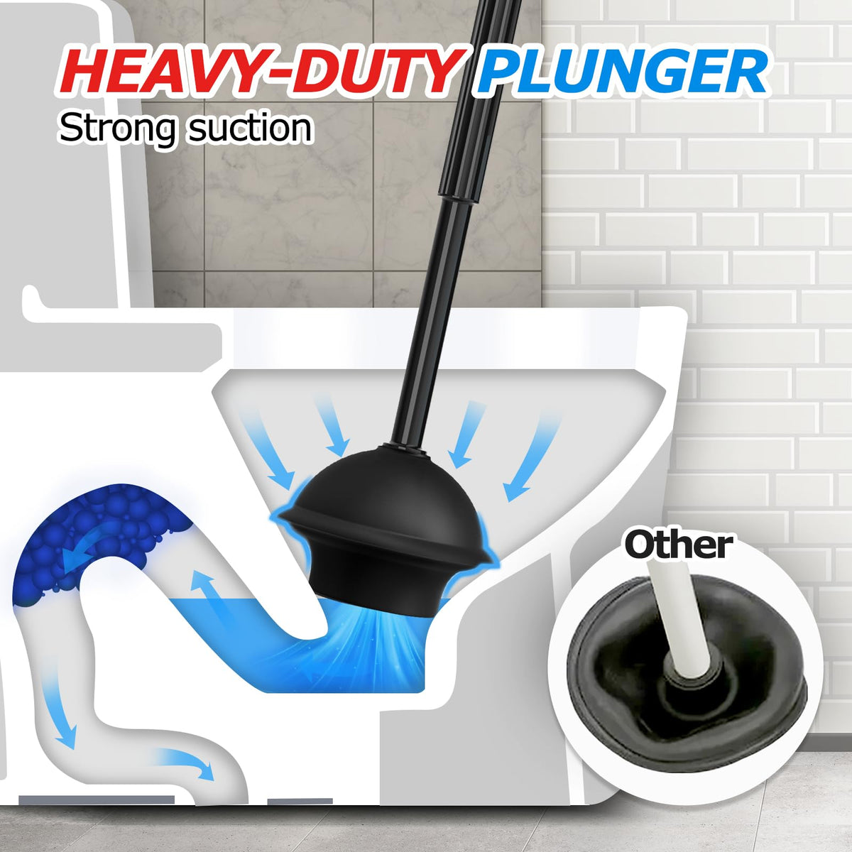 FORASTO 2in1 Toilet Brush & Plunger Set, Bathroom Essentials for Apartment