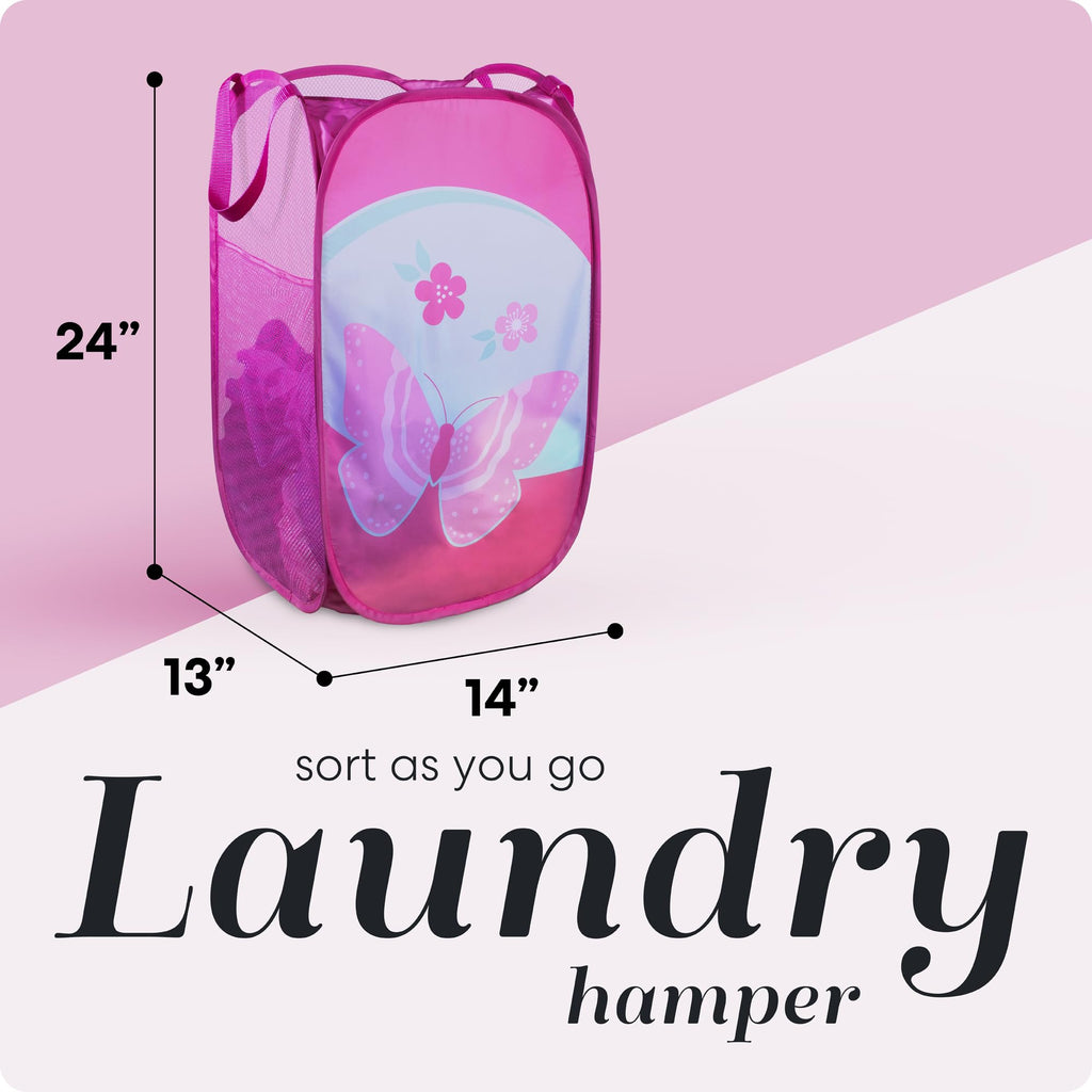 Handy Laundry Collapsible Mesh Pop-Up Hamper with Side Pocket