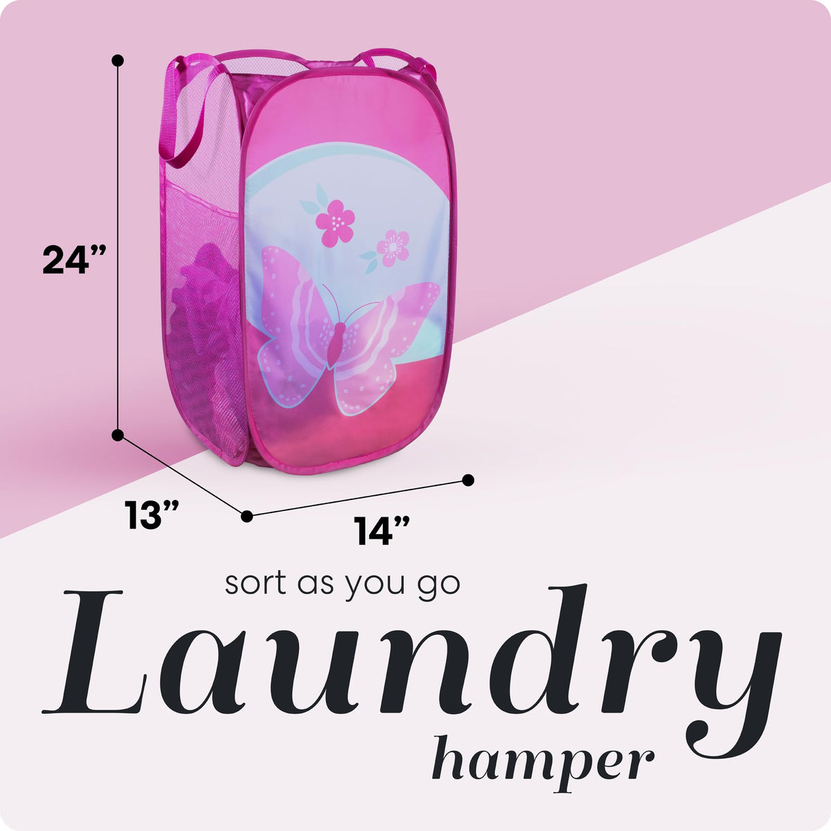 Handy Laundry Collapsible Mesh Pop-Up Hamper with Side Pocket
